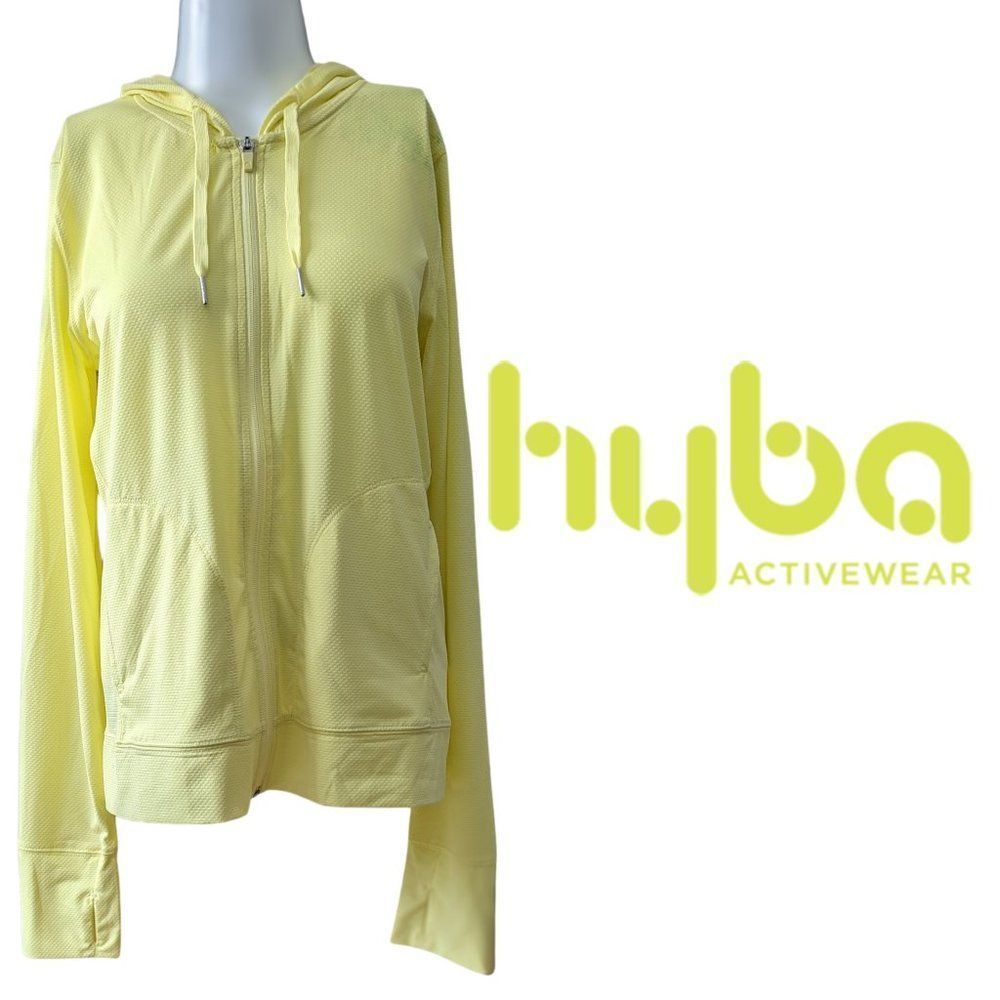 28. Hyba Activewear Yellow Long Sleeve Full Zip Jacket Size Medium Lightweight